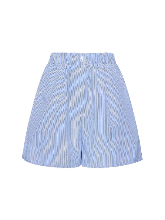 The Frankie Shop: Lui cotton blend Oxford shorts - Blue/Black - women_0 | Luisa Via Roma
