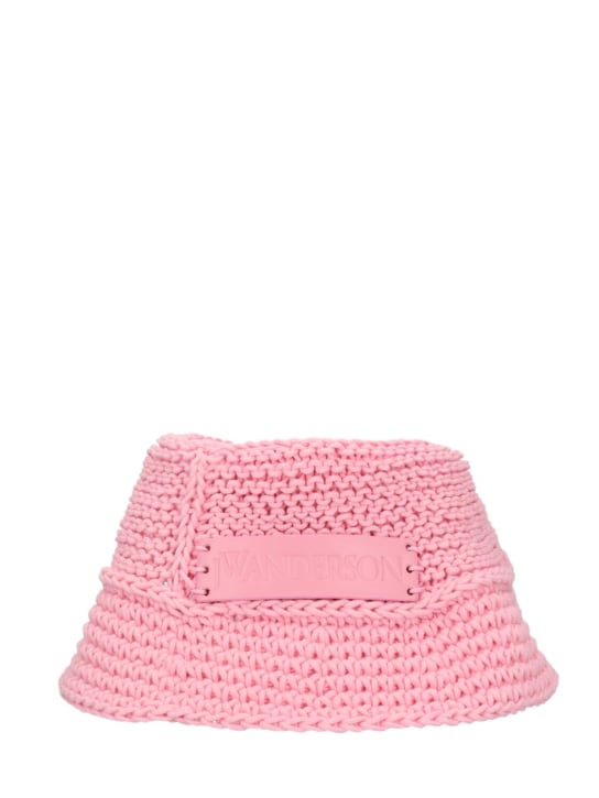 JW Anderson: Cotton crochet bucket hat - Pink - women_0 | Luisa Via Roma