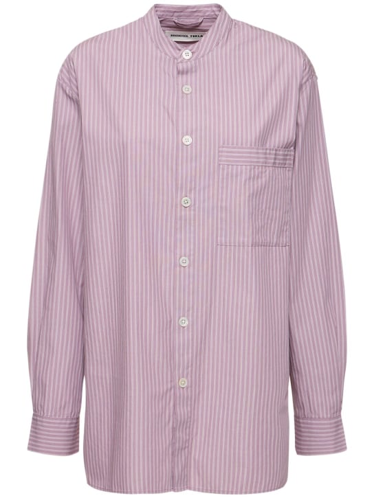 BIRKENSTOCK Tekla: Buttoned cotton sleep shirt - Purple - women_0 | Luisa Via Roma