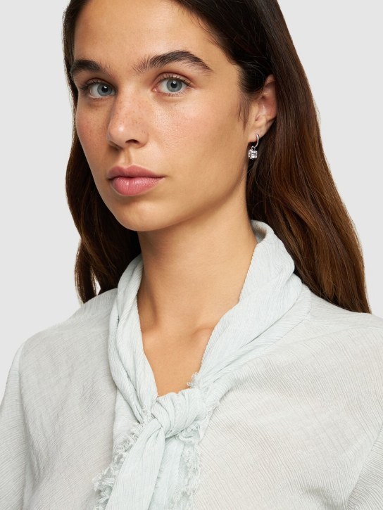 SWAROVSKI: Stilla Swarovski mini hoop earrings - Silver - women_1 | Luisa Via Roma