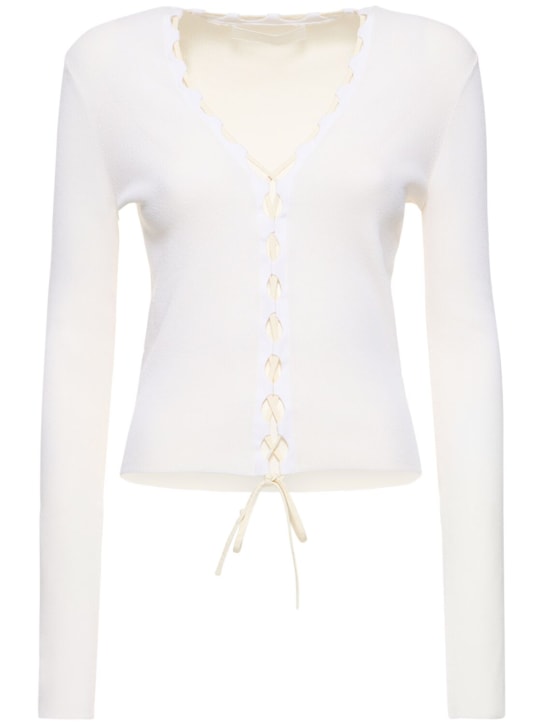 Dion Lee: Knit cotton crepe cardigan top - Ivory - women_0 | Luisa Via Roma