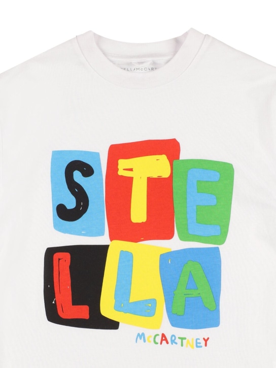 Stella Mccartney Kids: Camiseta de jersey de algodón orgánico estampada - Blanco - kids-boys_1 | Luisa Via Roma