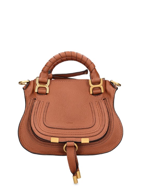 Chloé: Mini Marcie leather top handle bag - Tan - women_0 | Luisa Via Roma