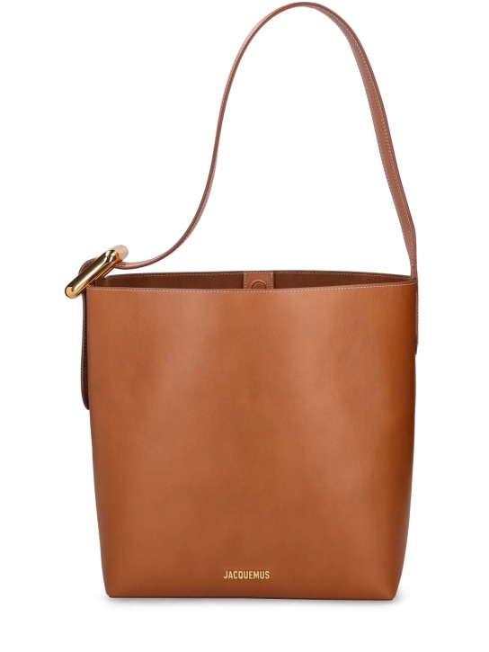 Jacquemus: Le Regalo leather tote bag - Light Brown - women_0 | Luisa Via Roma