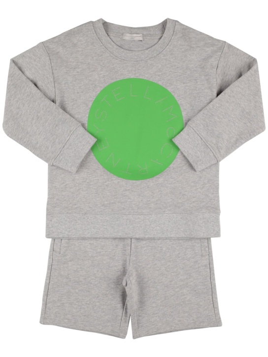Stella Mccartney Kids: Sweat-shirt & short en coton biologique - Gris - kids-boys_0 | Luisa Via Roma