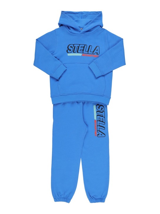 Stella Mccartney Kids: Sweat-shirt & pantalon en coton biologique - Bleu - kids-boys_0 | Luisa Via Roma