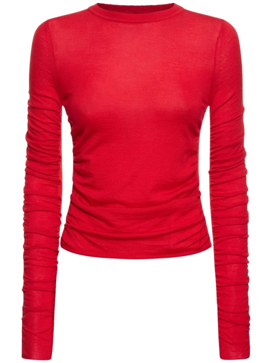 Jacquemus: La Maille Sargas wool blend rib knit top - Red - women_0 | Luisa Via Roma
