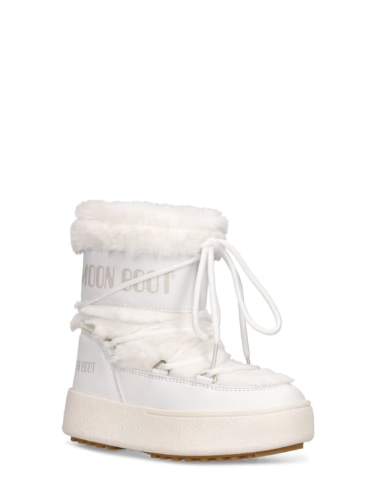 Moon Boot: Faux fur ankle snow boots - Bianco - kids-girls_1 | Luisa Via Roma