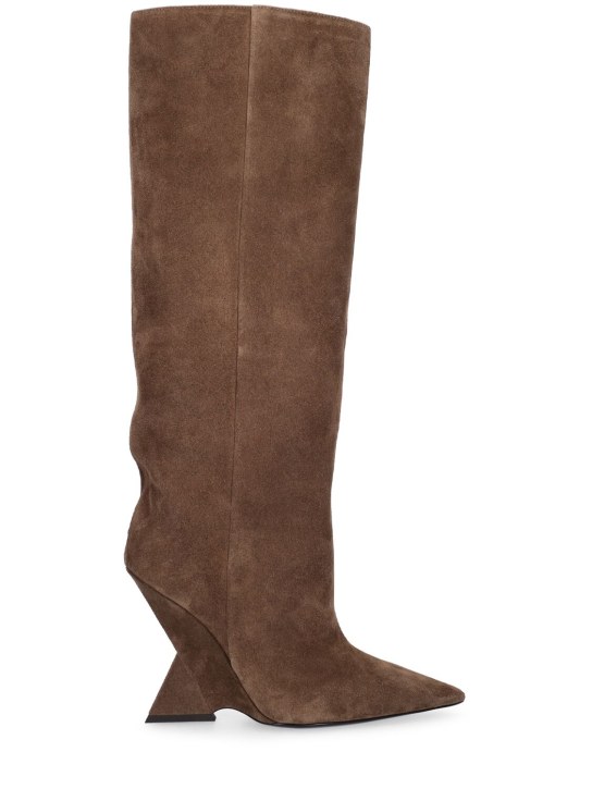 The Attico: 105mm Cheope suede tall boots - Light Brown - women_0 | Luisa Via Roma