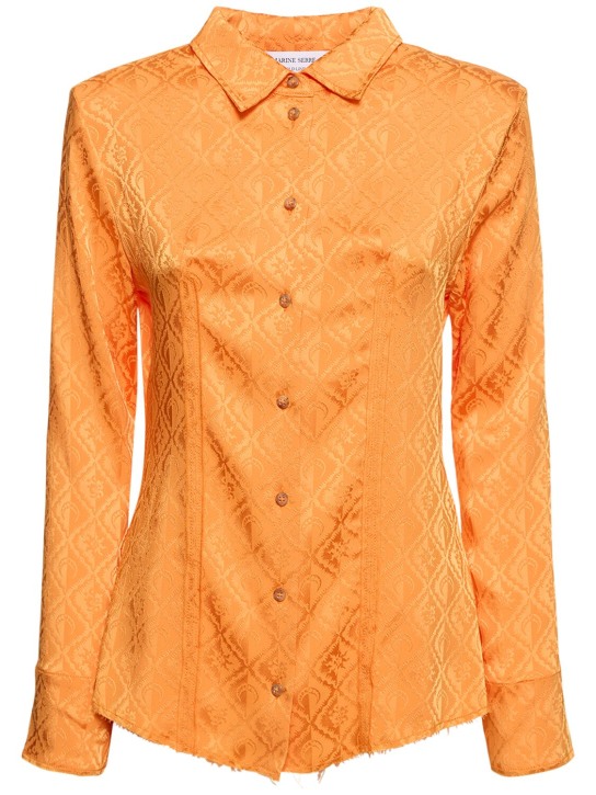 Marine Serre: Moon Diamant jacquard satin shirt - Orange - women_0 | Luisa Via Roma