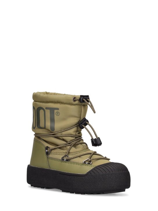 Moon Boot: Nylon ankle snow boots - Military Green - kids-boys_1 | Luisa Via Roma