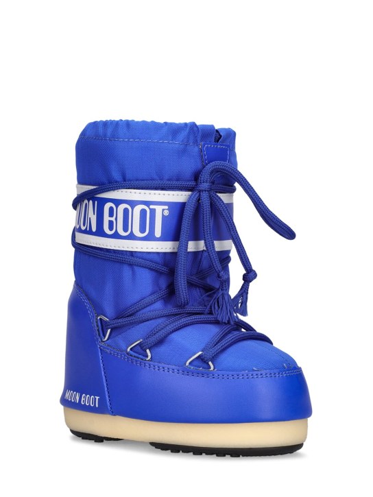Moon Boot: Icon tall nylon snow boots - Blue - kids-boys_1 | Luisa Via Roma