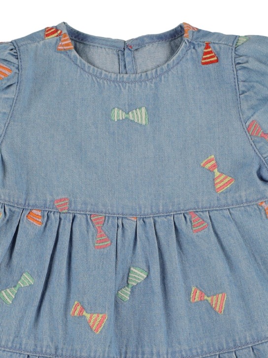 Stella Mccartney Kids: Vestito in denim di cotone organico con ricami - Blu - kids-girls_1 | Luisa Via Roma