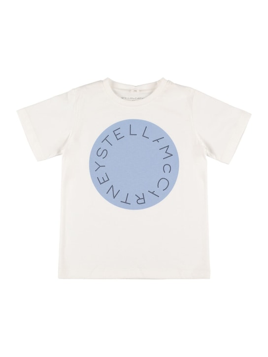 Stella Mccartney Kids: Logo print organic cotton t-shirt - White - kids-girls_0 | Luisa Via Roma