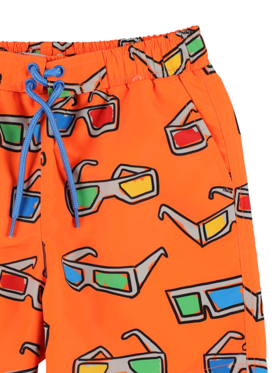 Stella Mccartney Kids: All over print poly swim shorts - Orange - kids-boys_1 | Luisa Via Roma