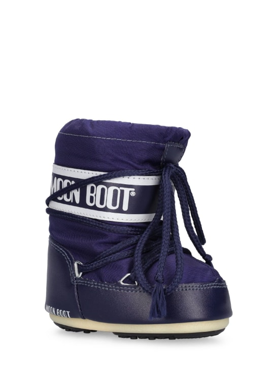 Moon Boot: Icon nylon ankle snow boots - Navy - kids-boys_1 | Luisa Via Roma