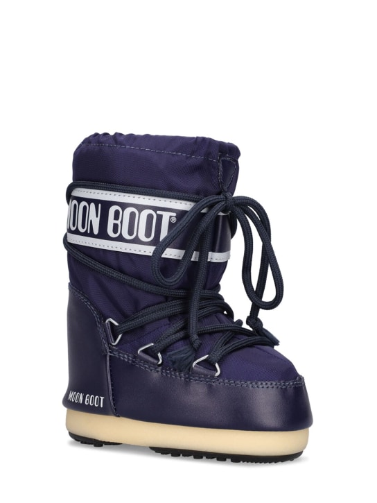 Moon Boot: Icon tall nylon snow boots - Navy - kids-girls_1 | Luisa Via Roma