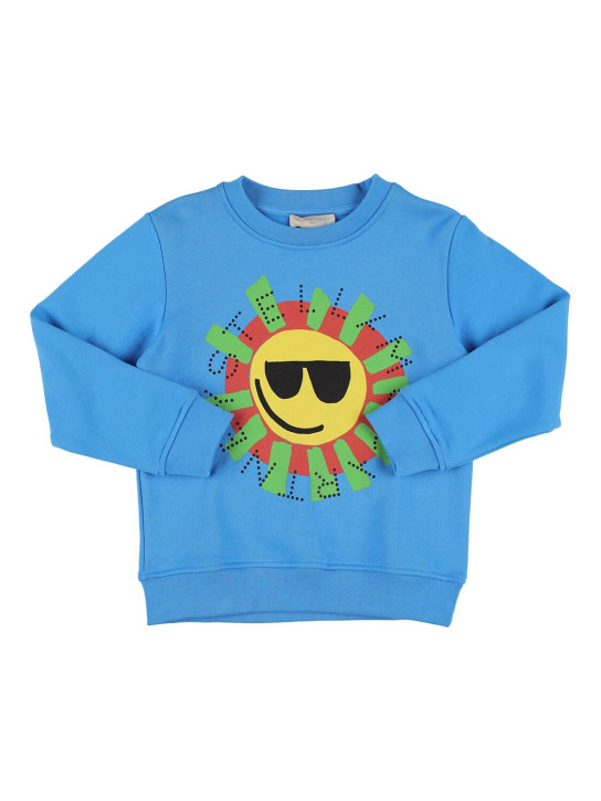 Stella Mccartney Kids: Sweat-shirt en coton biologique imprimé - Bleu - kids-boys_0 | Luisa Via Roma