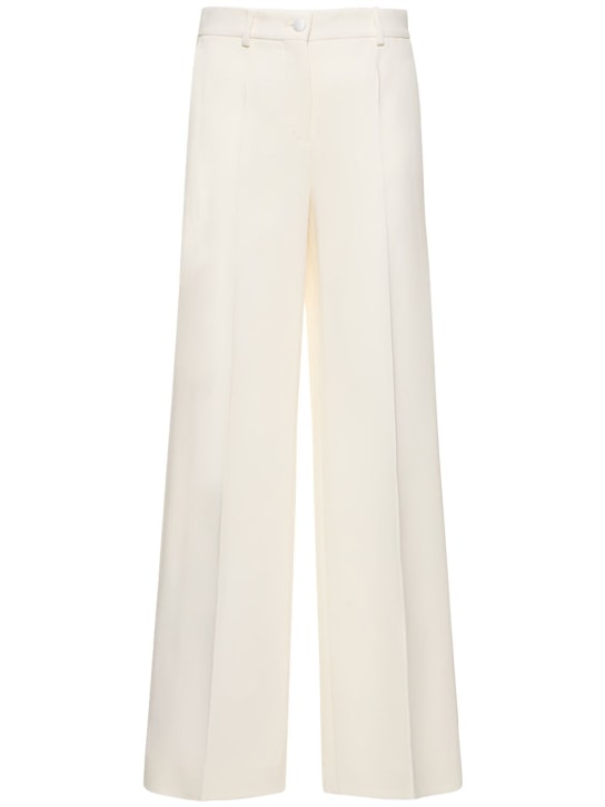 Dolce&Gabbana: Viscose crepe wide leg flared pants - White - women_0 | Luisa Via Roma