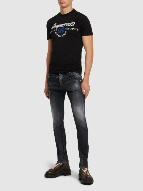 Dsquared2: Printed cotton jersey t-shirt - Black - men_1 | Luisa Via Roma