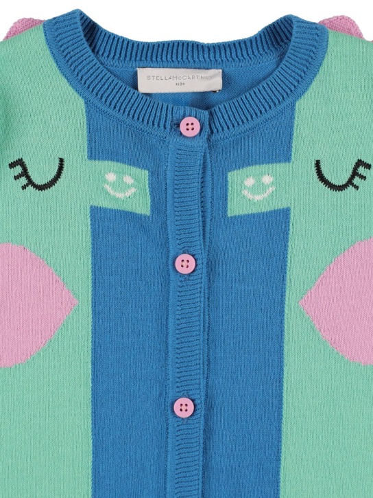 Stella Mccartney Kids: Cardigan in maglia di misto cotone - Blu/Multi - kids-girls_1 | Luisa Via Roma
