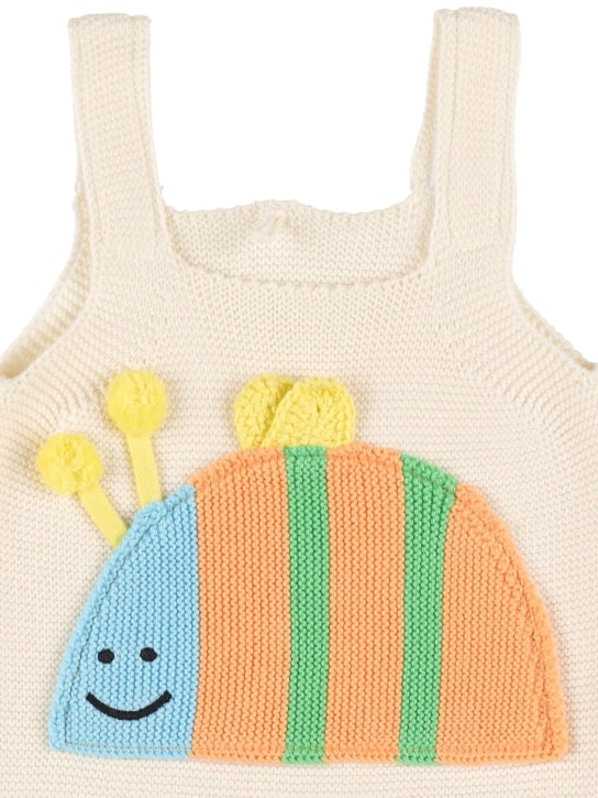 Stella Mccartney Kids: Body in cotone organico a intarsio crochet - Bianco - kids-girls_1 | Luisa Via Roma