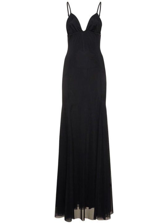 Dolce&Gabbana: Long tulle slip dress - Black - women_0 | Luisa Via Roma