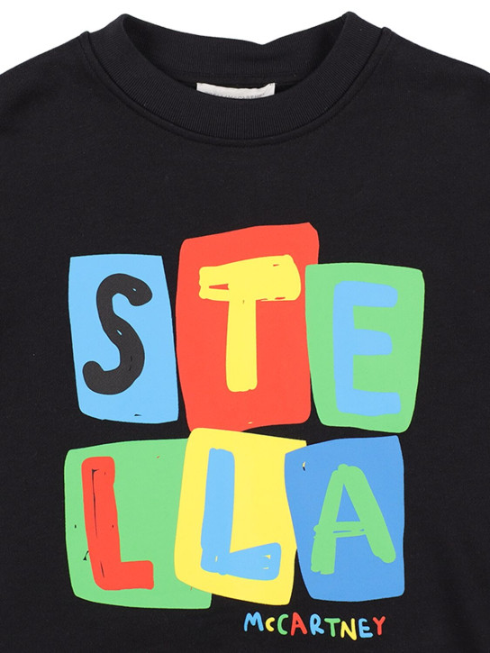 Stella Mccartney Kids: Sweat-shirt en coton biologique imprimé logo - Noir - kids-boys_1 | Luisa Via Roma
