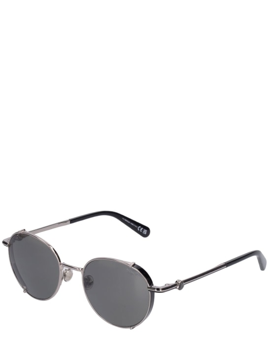 Moncler: Round metal sunglasses - Black/Silver - men_1 | Luisa Via Roma