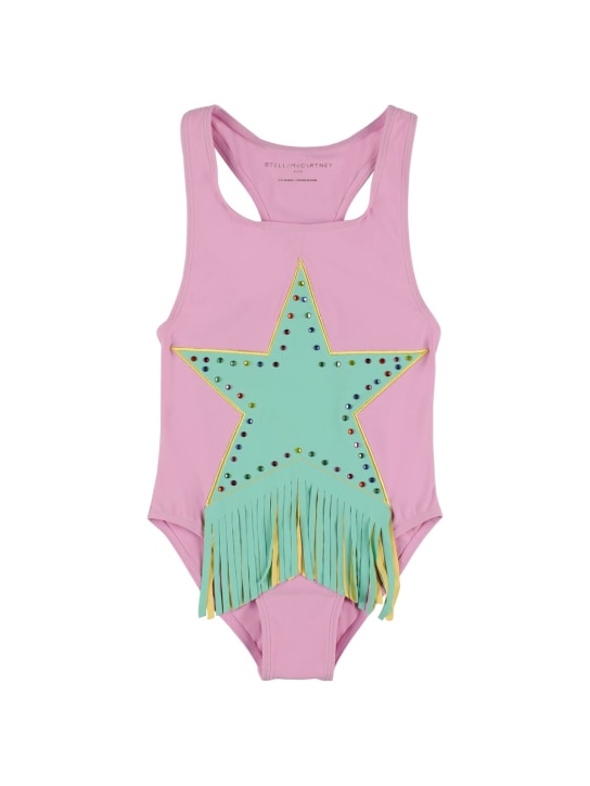 Stella Mccartney Kids: Recycled lycra one piece swimsuit - Pink - kids-girls_0 | Luisa Via Roma