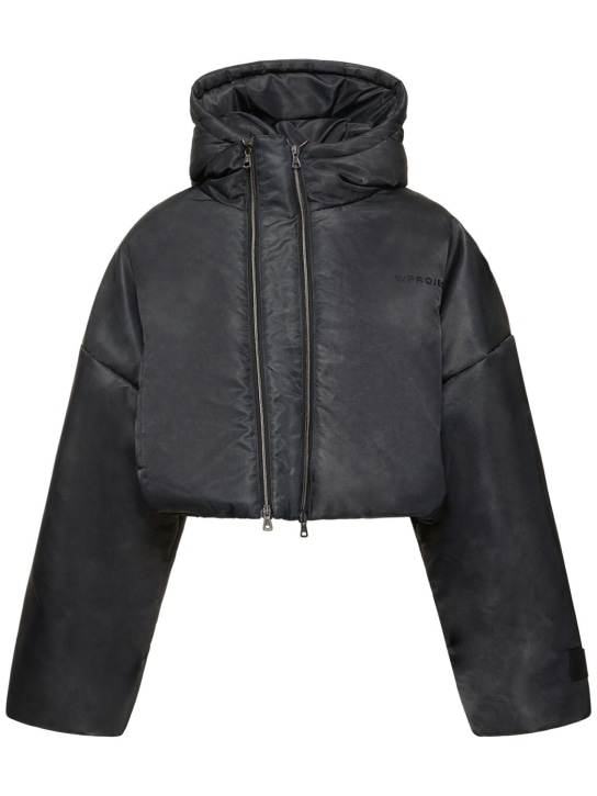 Y/PROJECT: Cropped nylon puffer jacket w/hood - Grey - women_0 | Luisa Via Roma
