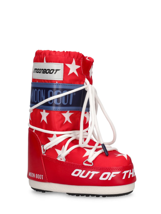 Moon Boot: Icon tall nylon snow boots - Red/White - kids-girls_1 | Luisa Via Roma