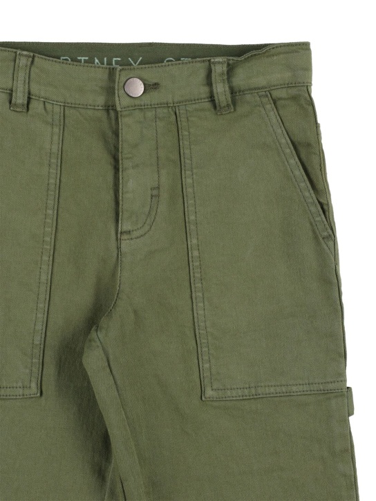Stella Mccartney Kids: Straight leg cotton denim pants - Military Green - kids-boys_1 | Luisa Via Roma