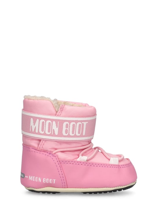 Moon Boot: Crib nylon ankle snow boots - Rosa - kids-girls_0 | Luisa Via Roma