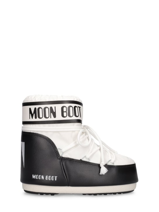 Moon Boot: Icon nylon ankle snow boots - White/Black - kids-boys_0 | Luisa Via Roma