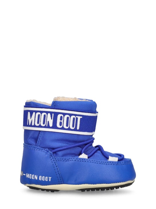 Moon Boot: Crib nylon ankle snow boots - Blue - kids-girls_0 | Luisa Via Roma