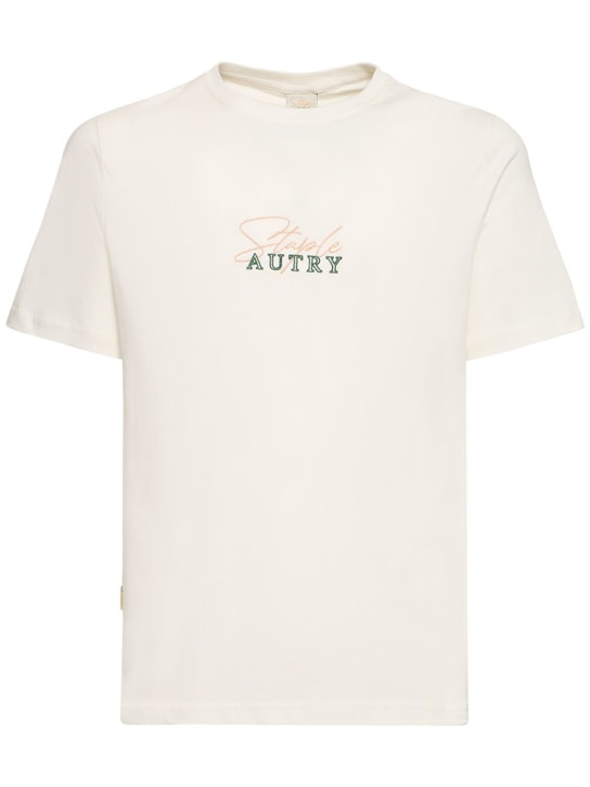 Autry: T-shirt Staple in cotone - Bianco - men_0 | Luisa Via Roma