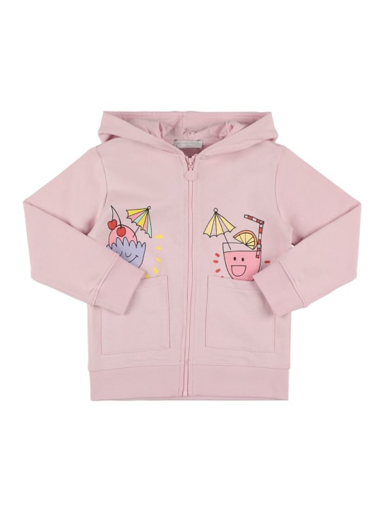 Stella Mccartney Kids: Printed organic cotton zip hoodie - Pink - kids-girls_0 | Luisa Via Roma