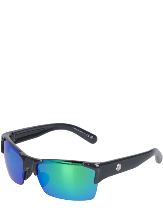Moncler: Spectron rectangular sunglasses - Black/Green - men_1 | Luisa Via Roma