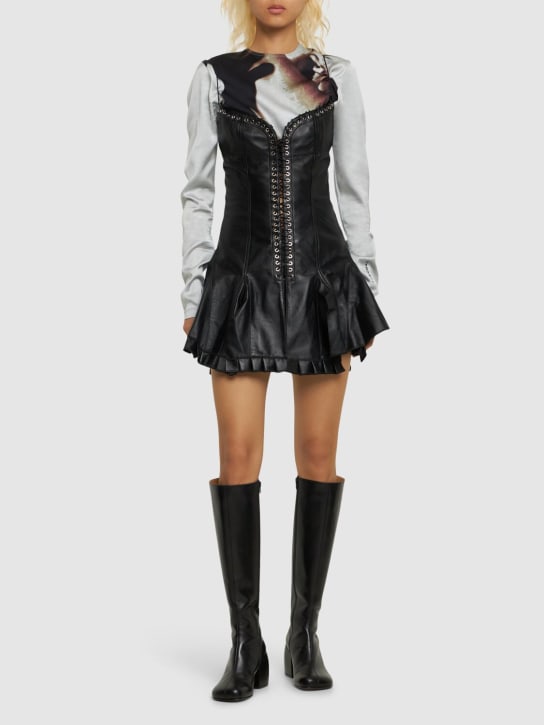 Ludovic de Saint Sernin: Leather corset mini dress - Black - women_1 | Luisa Via Roma