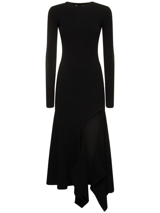 Y/PROJECT: 不对称平纹针织长袖连衣裙 - 黑色 - women_0 | Luisa Via Roma