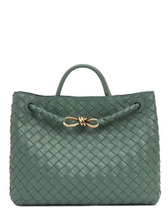 Bottega Veneta: Medium Andiamo leather top handle bag - Aloe - women_0 | Luisa Via Roma