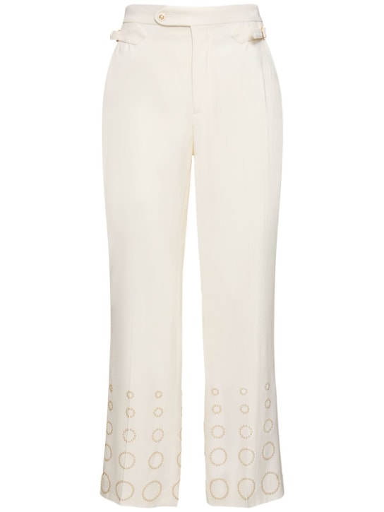 Casablanca: Wool gradient formal straight pants - Off White - men_0 | Luisa Via Roma