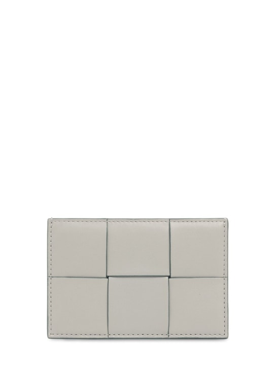 Bottega Veneta: Cassette leather credit card case - Agata Grey - women_0 | Luisa Via Roma