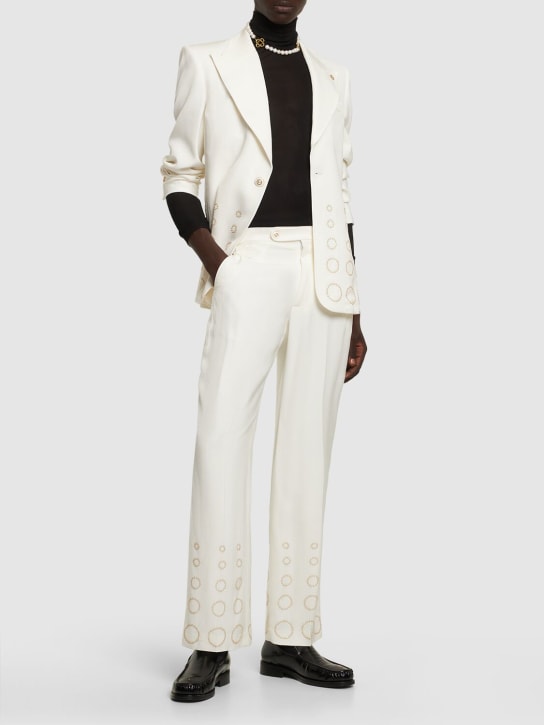 Casablanca: Wool gradient formal straight pants - Off White - men_1 | Luisa Via Roma