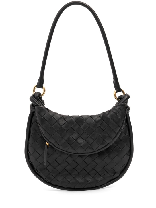 Bottega Veneta: Small Gemelli leather shoulder bag - Black - women_0 | Luisa Via Roma