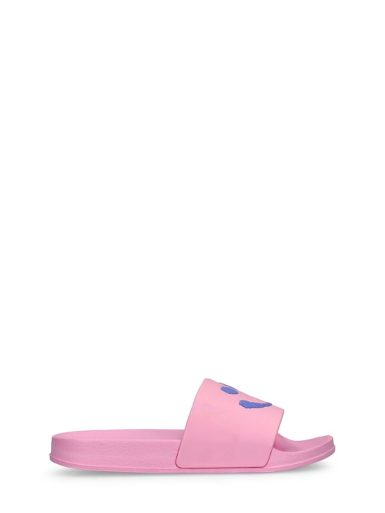 Molo: Embossed rubber slide sandals - Pink - kids-girls_0 | Luisa Via Roma