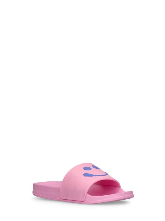 Molo: Embossed rubber slide sandals - Pink - kids-girls_1 | Luisa Via Roma