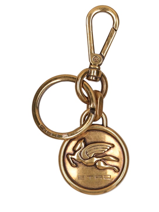 Etro: Pegasus charm key holder - Gold - men_0 | Luisa Via Roma