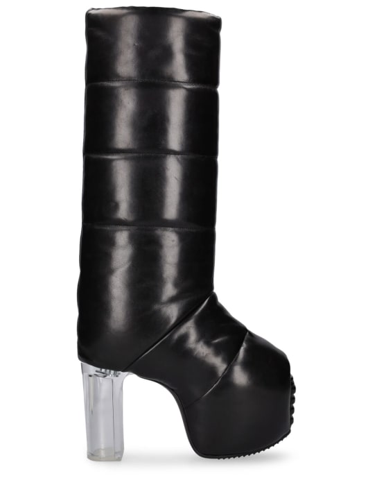 Rick Owens: 90mm Padded tall leather boots - Black - women_0 | Luisa Via Roma
